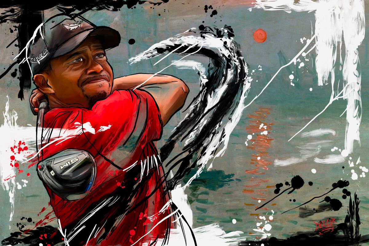 Tiger Woods original painting by Deecor Design
