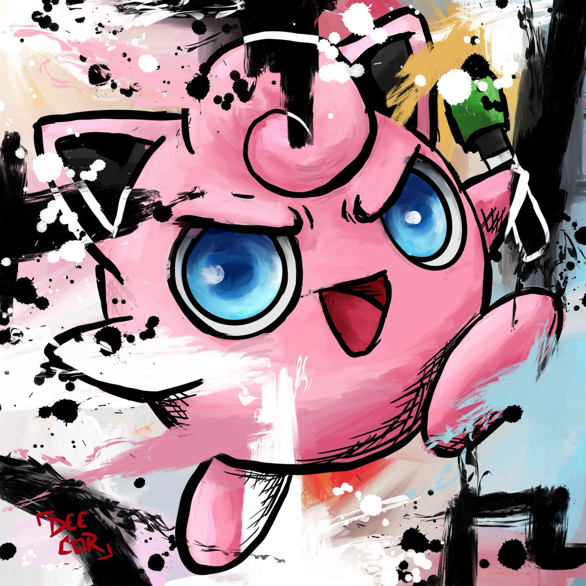 Jigglypuff — original 8x8 canvas painting by Deante Howard