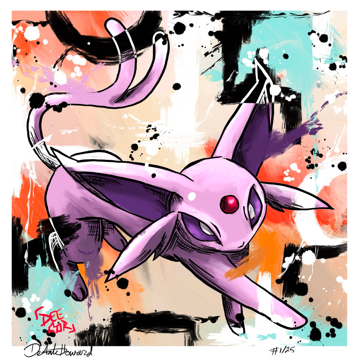 Espeon — original 8x8 canvas painting by Deante Howard