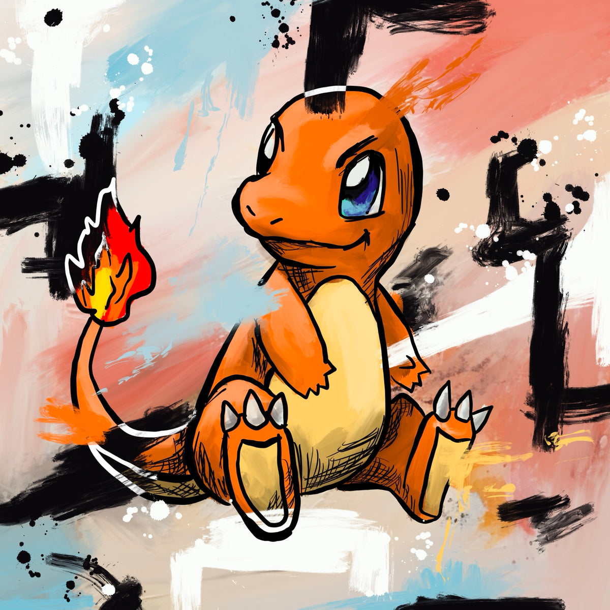 Charmander — original 8x8 canvas painting by Deante Howard