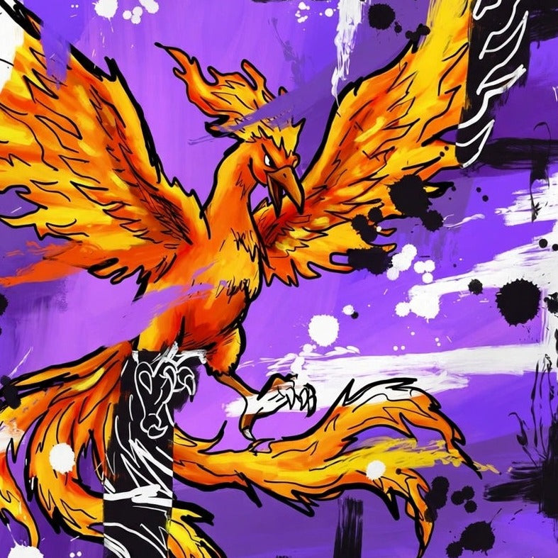 Moltres — original 8x8 canvas painting by Deante Howard