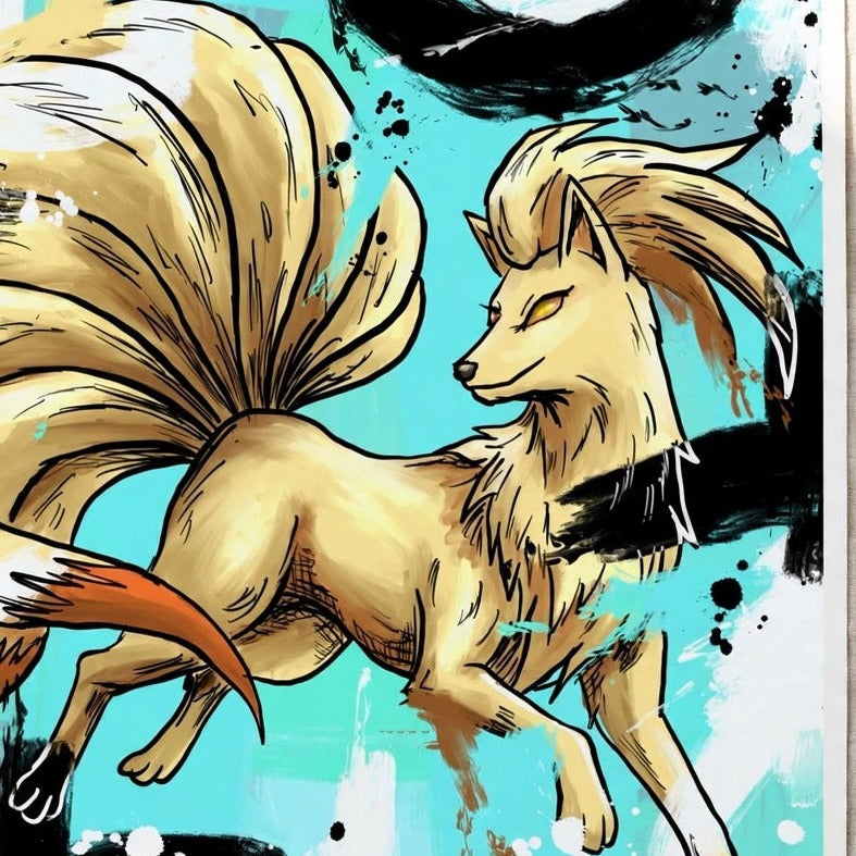Ninetales — original 8x8 canvas painting by Deante Howard