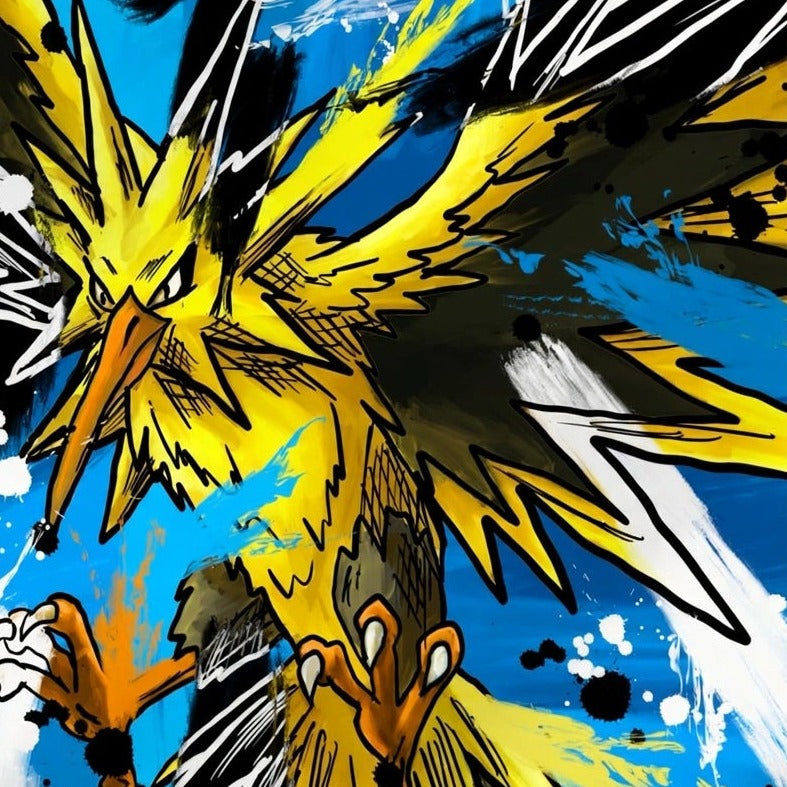 Zapdos — original 8x8 canvas painting by Deante Howard