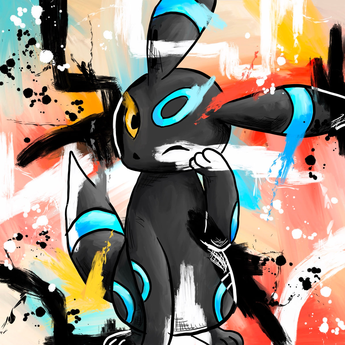 Umbreon — original 8x8 canvas painting by Deante Howard