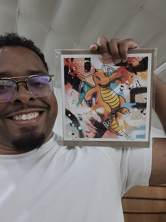 Deante Howard holding the Dragonite 8x8 art print
