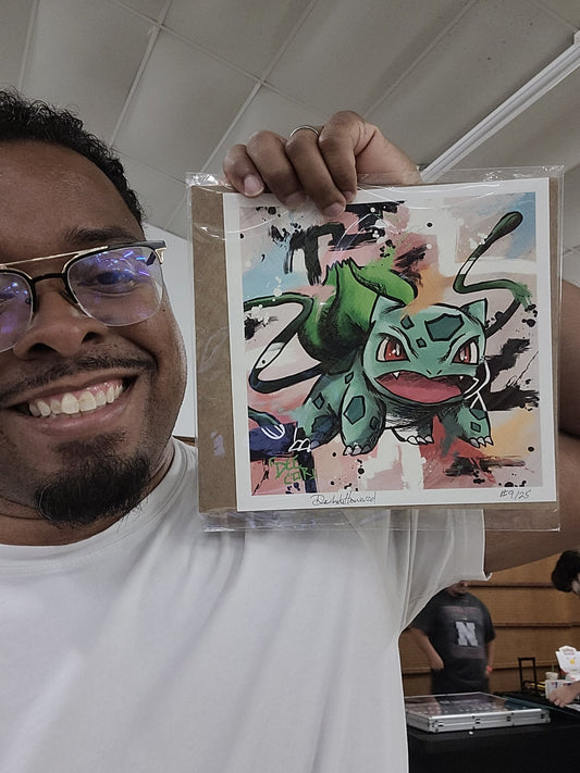 Deante Howard holding the Bulbasaur 8x8 art print