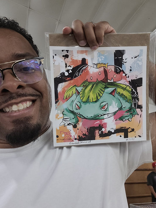 Deante Howard holding the Venusaur 8x8 art print