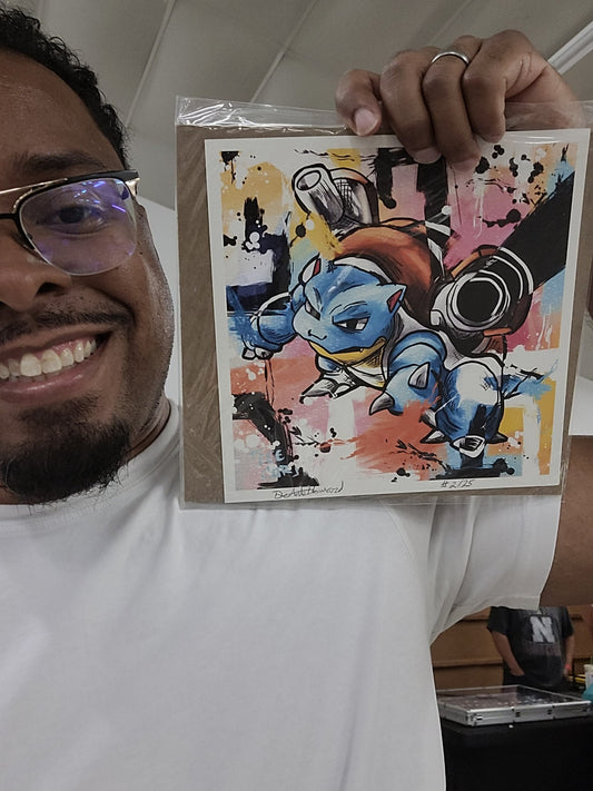 Deante Howard holding the Blastoise 8x8 art print
