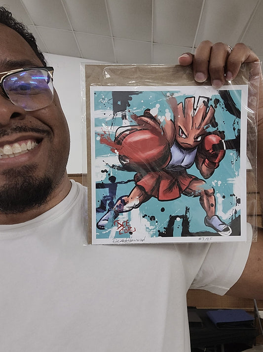 Deante Howard holding the Hitmonchan 8x8 art print