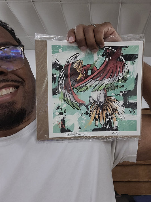 Deante Howard holding the Ho-Oh 8x8 art print