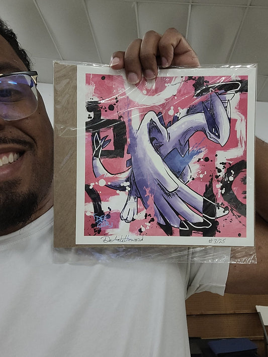 Deante Howard holding the Lugia 8x8 art print