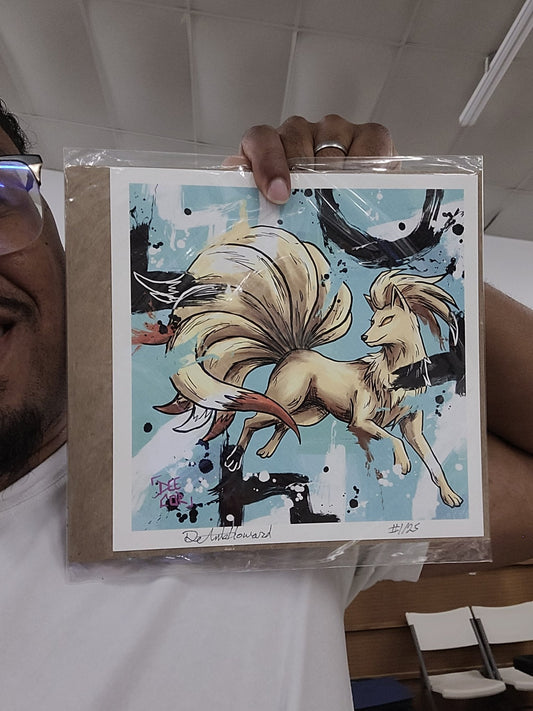 Deante Howard holding the Ninetales 8x8 art print