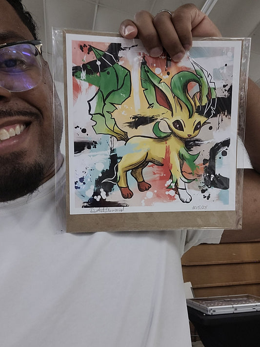 Deante Howard holding the Leafeon 8x8 art print