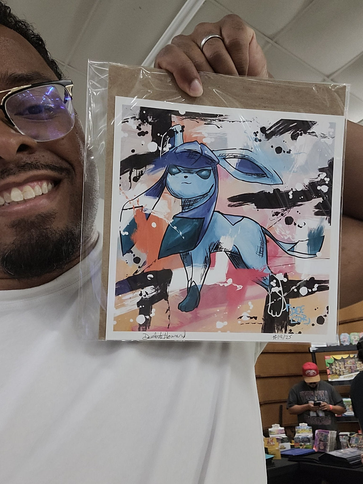 Deante Howard holding the Glaceon 8x8 art print