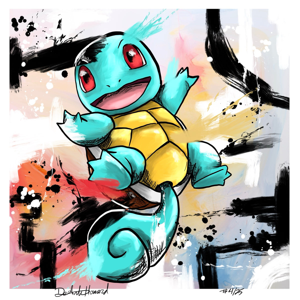 Squirtle — original 8x8 canvas painting by Deante Howard