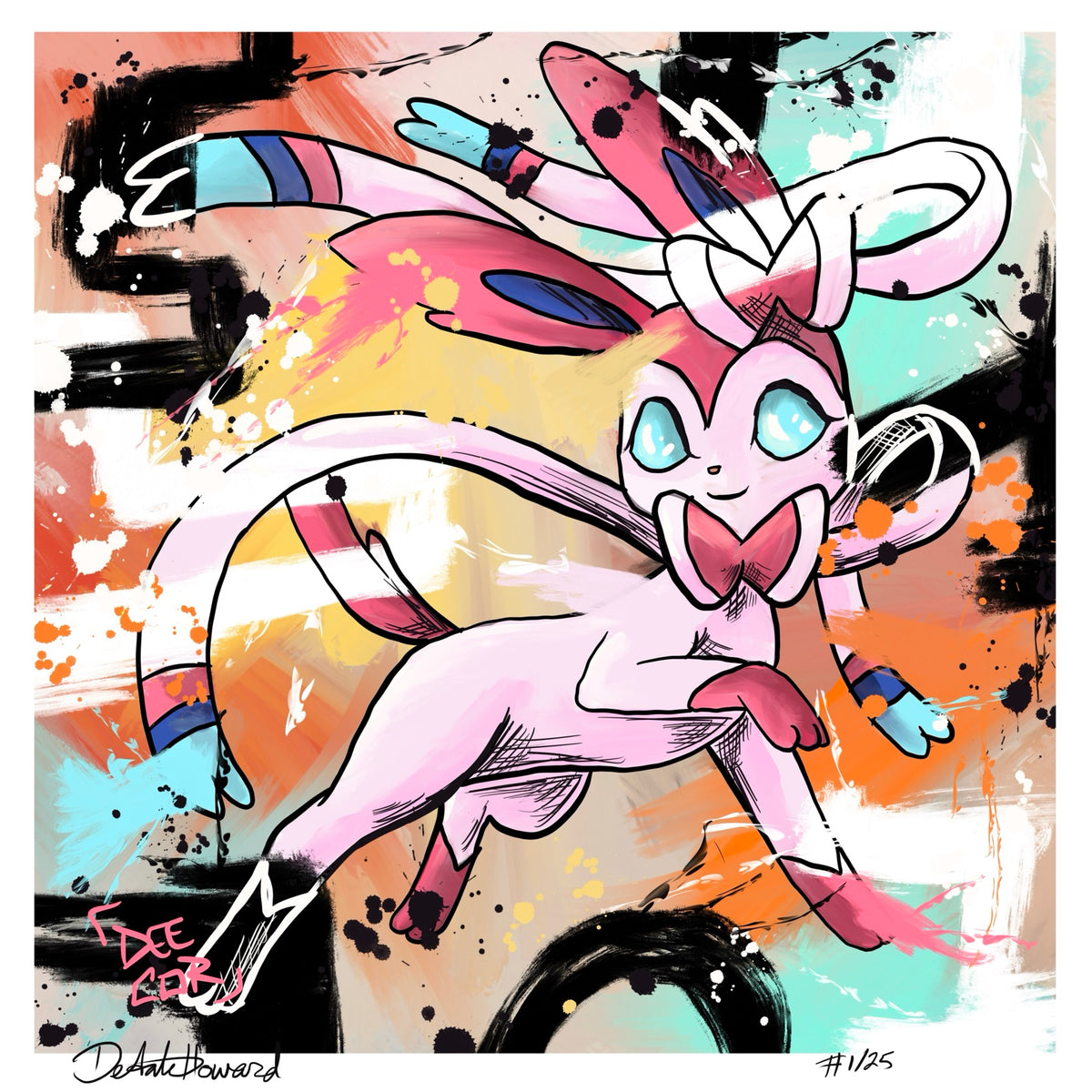 Sylveon — original 8x8 canvas painting by Deante Howard