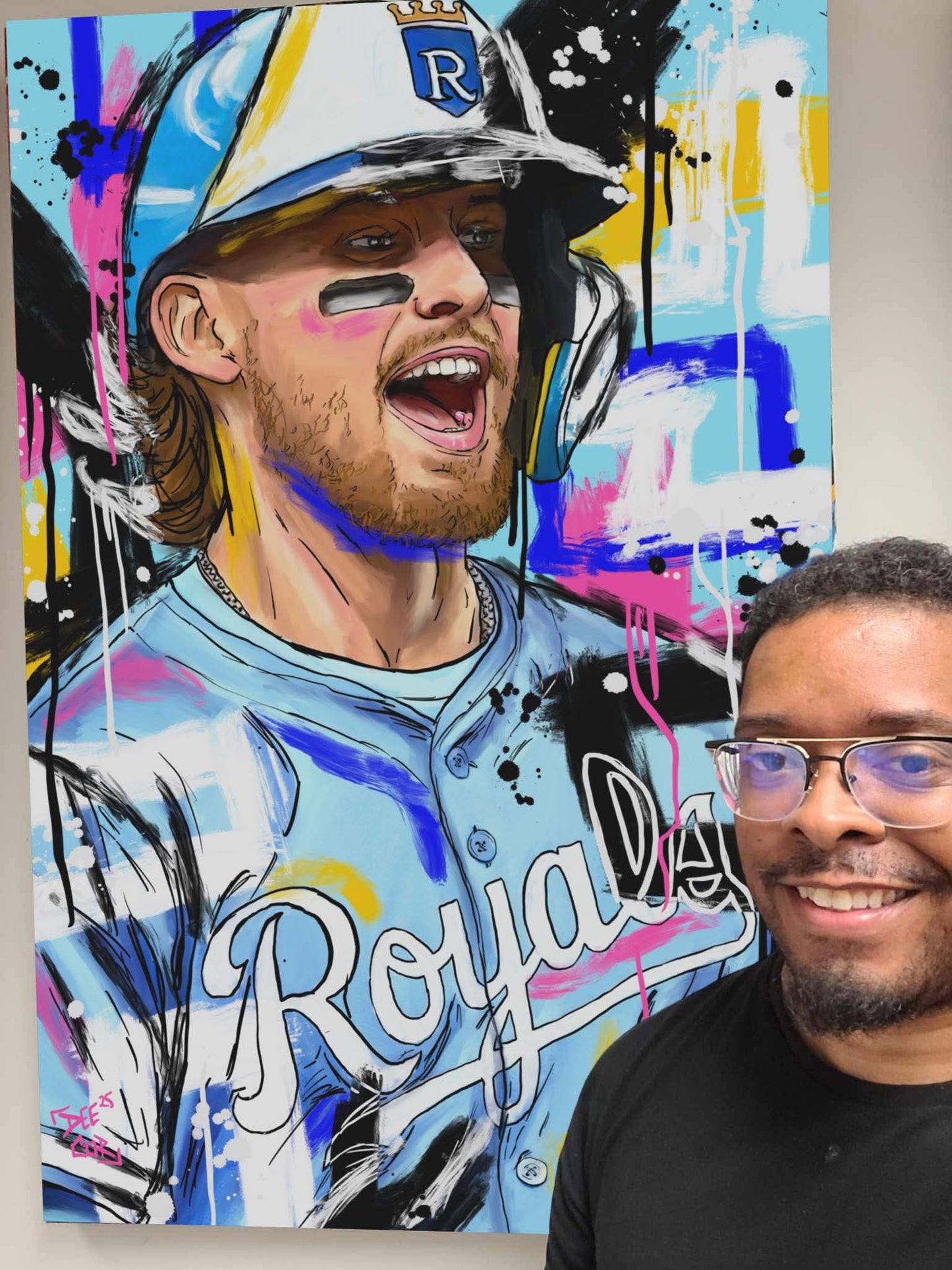 This is a painting if Bobby witt jr by the amazing emerging artist Deante Deecor Howard