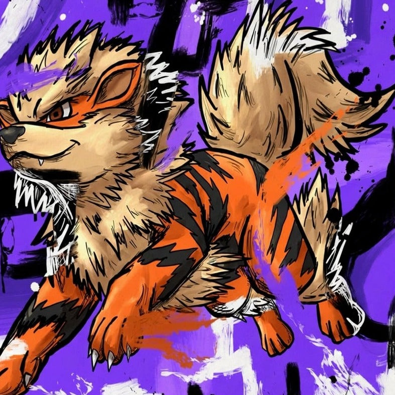 Arcanine — original 8x8 canvas painting by Deante Howard