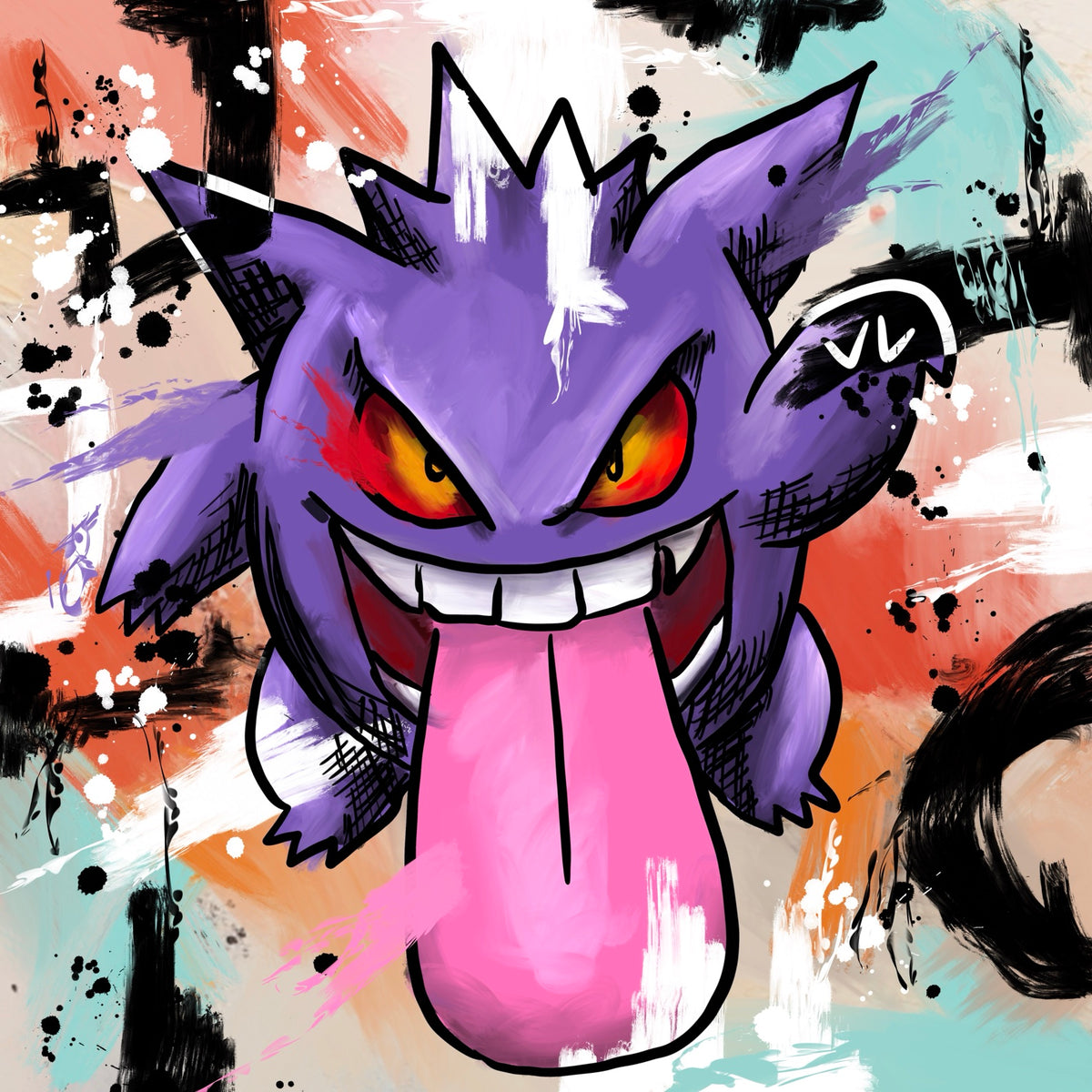 Gengar — original 8x8 canvas painting by Deante Howard