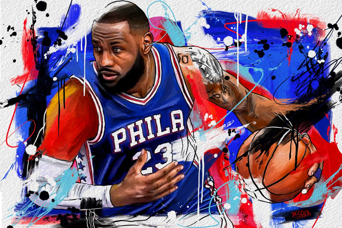 LeBron James PHILA original painting by Deecor Design