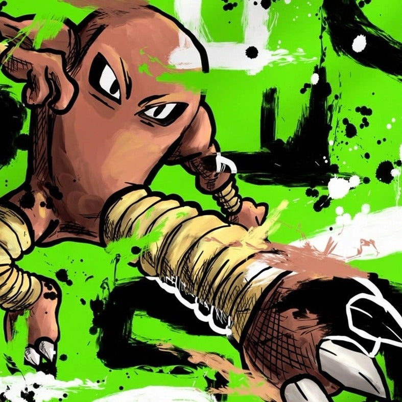 Hitmonchan — original 8x8 canvas painting by Deante Howard
