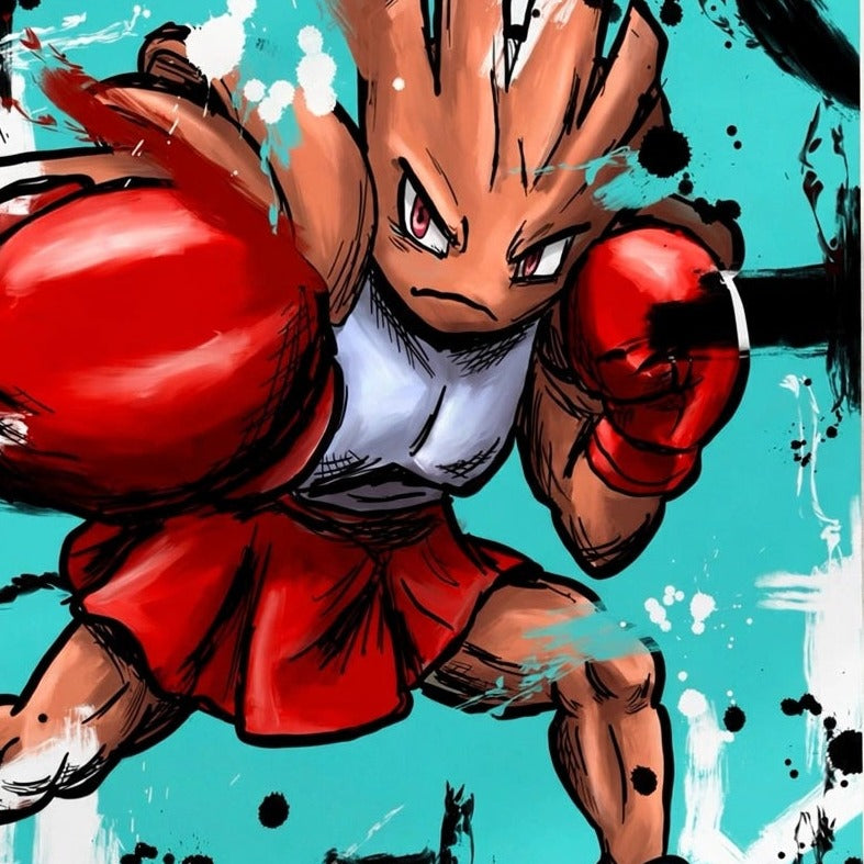 Hitmonlee — original 8x8 canvas painting by Deante Howard