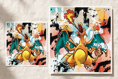 Charizard large roaring canvas print