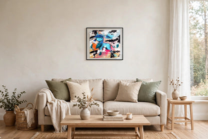 Glaceon 16x16 mini Pokemon art print in black float frame on wall