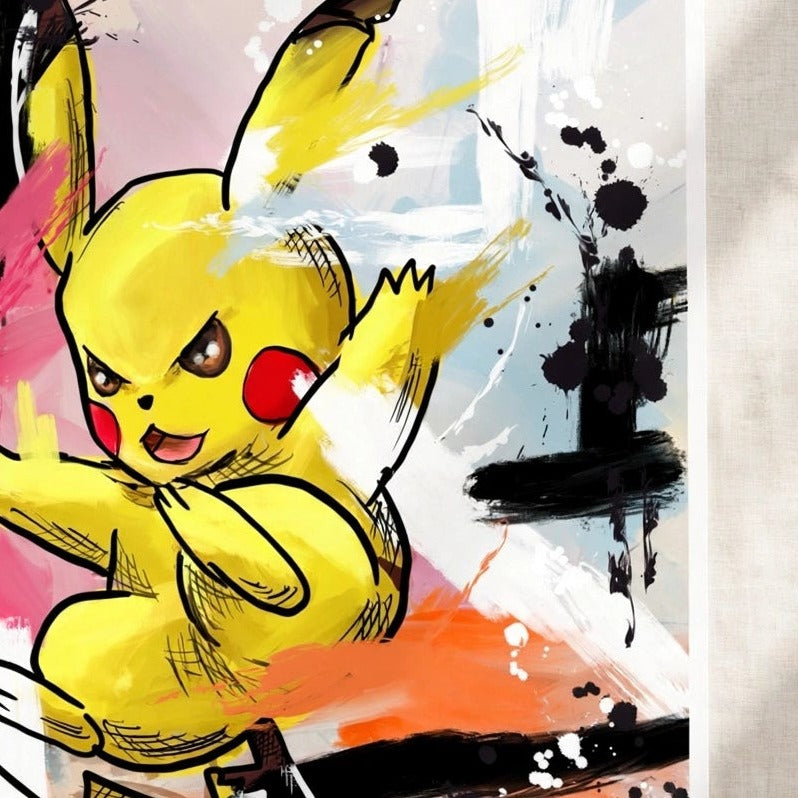 Pikachu — original 8x8 canvas painting by Deante Howard