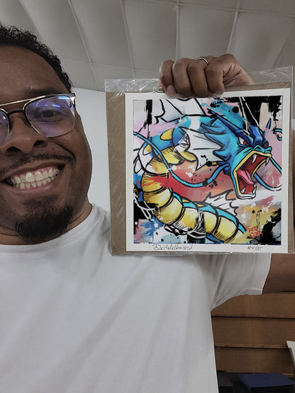 Deante Howard holding the Gyarados 8x8 art print