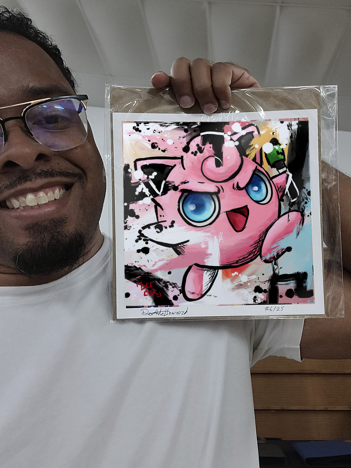 Deante Howard holding the Jigglypuff 8x8 art print