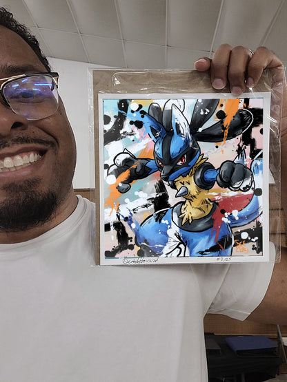 Deante Howard holding the Lucario 8x8 art print